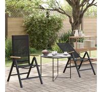 Chaises de jardin inclinables 2 pc Noir Textilène vidaXL