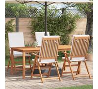 Chaises De Jardin Inclinables Avec Coussins 4 Pcs En Teck Massif