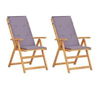 Chaises De Jardin Inclinables En Bois D'acacia Massif Lot De 2, 5 Positions Reglables, Compactes Et Gain De Place, Resistantes Aux Intemperies