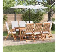 Chaises De Jardin Inclinables Vidaxl Avec Coussins 8 Pcs En Teck Massif