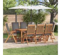 Chaises De Jardin Inclinables Vidaxl Avec Coussins - 8 Pièces En Bois De Teck Massif