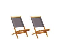 Vidaxl Chaises De Jardin Lot De 2 Anthracite Bois Acacia Massif Tissu