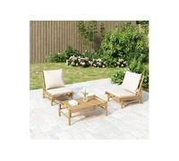 vidaXL Chaises de jardin 2 pcs avec coussins blanc crème bambou 363455