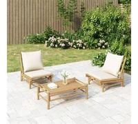 Vidaxl Chaises De Jardin 2 Pcs Avec Coussins Blanc Crème Bambou
