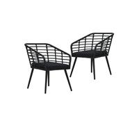 Chaises de jardin lot de 2 avec coussins Résine tressée Noir Noir G