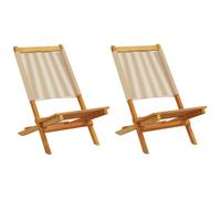 Vidaxl Chaises De Jardin Lot De 2 Beige Bois D'acacia Et Polypropylène