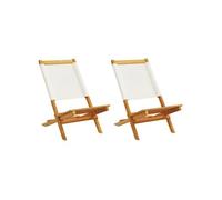 Vidaxl Chaises De Jardin Lot De 2 Blanc Crème Bois Acacia Massif Tissu