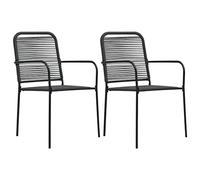 vidaXL Chaises de jardin – Lot de 2 corde en coton et acier noir
