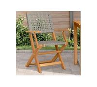 Chaises de jardin lot de 2 gris bois massif d'acacia et rotin, siège de jardin, siège d'extérieur, chaise pliable, 367664