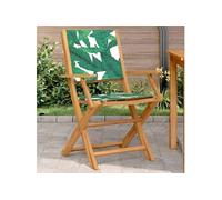 Chaises de jardin lot de 2 motif de feuilles acacia et tissu, siège de jardin, assise extérieure, chaise pliable, 367673