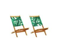 Vidaxl Chaises De Jardin Lot De 2 Motif De Feuilles Acacia Et Tissu