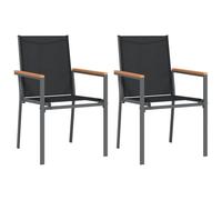 Chaises de jardin lot de 2 noir 55x61,5x90cm textilène et acier