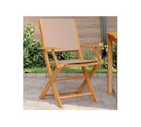 vidaXL Chaises de jardin lot de 2 taupe bois d'acacia massif et tissu, siège de jardin, assise extérieure, chaise pliable, assise de jardin