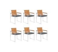 Chaises de jardin lot de 6 avec coussins Bois d acacia solide