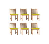 Chaises de jardin lot de 6 avec coussins Bois de teck massif