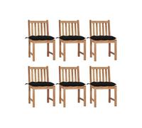 Lot de 6 Chaises de Jardin avec Coussins Siège Bois de Teck Massif vidaXL