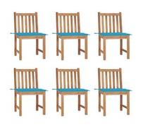 vidaXL Lot de 6 Chaises de Jardin avec Coussins, Sièges de Terrasse, Chaises de Salle à Manger, Meubles de Patio Extérieur, Bois de Teck Massif