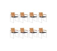Chaises de jardin lot de 8 avec coussins Bois d acacia solide