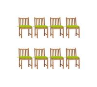 Vidaxl Chaises De Jardin 8 Pcs Avec Coussins Bois De Teck Massif