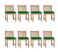 Chaises de jardin lot de 8 avec coussins Bois de teck massif Bois G