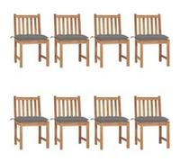 Lot de 8 Chaises de Jardin avec Coussins, Sièges de Terrasse, Chaises de Salle à Manger, Meubles de Patio Extérieur, Bois de Teck Massif