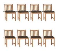 Vidaxl Chaises De Jardin 8 Pcs Avec Coussins Bois De Teck Massif