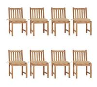 Vidaxl Chaises De Jardin 8 Pcs Avec Coussins Bois De Teck Massif