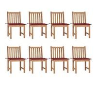 Chaises de jardin lot de 8 avec coussins Bois de teck massif Bois G