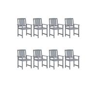 Lot de 8 Chaises de Jardin, Sièges de Terrasse, Chaises de Balcon, Meubles de Patio Jardinage Extérieur, Bois Massif d'Acacia Gris