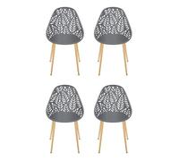 Chaises de Jardin - Lucena - Lot de 4 - Moderne & Tendance - Design ajouré - Gris
