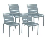 Outsunny Chaises de jardin empilables - Lot de 4 - Métal assise/dossier lattes, 42x54x78cm gris