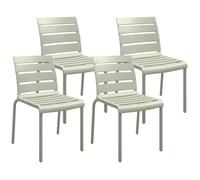 Chaises de jardin - Outsunny - lot de 4 bistro empilables assise dossier à lattes - métal - 42x54x78cm - vert