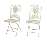 Chaises de jardin pliable - fer - style antique - crème/blanc - 7kg