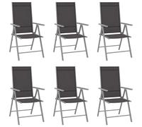 Chaises De Jardin Pliables 6 Pcs Textilène Noir Noir