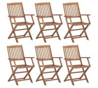 vidaXL Lot de 6 Chaises Pliables de Jardin, Sièges de Terrasse, Chaises de Balcon, Meubles de Patio Extérieur, Bois d'Acacia Solide