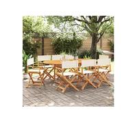 Vidaxl Chaises De Jardin Pliables Lot De 8 Blanc Crème Tissu