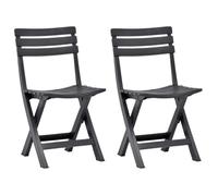 vidaXL Chaises de jardin pliables – Plastique anthracite – Lot de 2