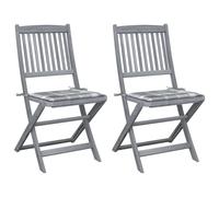 Chaises de jardin pliantes 2 pcs. avec coussins bois massif acacia