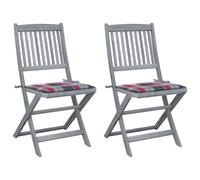 Chaises de jardin pliantes 2 pcs. avec coussins bois massif acacia