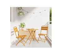 vidaXL Chaise de jardin pliante extérieure Lot de 2 Moutarde 42×52×82cm Assise acier
