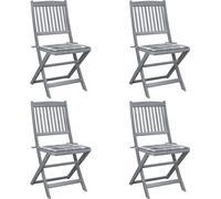 Chaises de jardin pliantes 4 pièces avec coussins en bois massif d'acacia