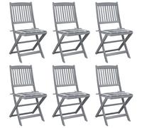 Chaises de jardin pliantes 6 pcs. avec coussins en bois massif d'acacia