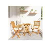 vidaXL – Chaises de jardin pliantes – avec coussin blanc – en bois d'acacia solide – 2 pièces