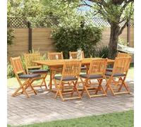 Chaises De Jardin Pliantes Vidaxl Avec Coussin Gris 8pcs En Bois D'acacia Massif