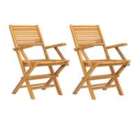 Vidaxl Chaises De Jardin Pliantes 2 Pcs 55x62x90 Cm Bois Massif Teck