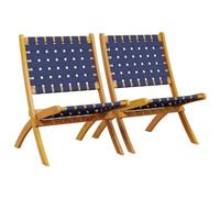 vidaXL Chaises de jardin pliantes – Bois d'acacia solide, tissu – Lot de 2