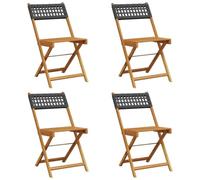 Chaises de jardin pliantes lot de 4 noir poly rotin bois massif