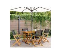 Chaises de jardin pliantes lot de 4 noir poly rotin bois massif, siège de jardin, chaise de patio, chaise à manger de 3214556
