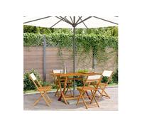 Chaises de jardin pliantes lot de 4 tissu et bois massif, siège de jardin, chaise de patio, chaise à manger de 3214610