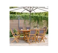vidaXL Chaises de jardin 6 pcs. Pliable Anthracite Tissu et bois massif